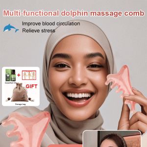 【Pink】Four-in-One Multi-function Scalp Massage Comb Resin Head Head Therapy Dredge Meridians Artifact Face Scraping Lifting粉色四合一多功能头皮按摩梳子
