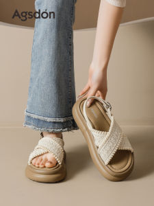 Agsdon | Platform Thick Sole Sandals Elevating Braided Summer Slipper