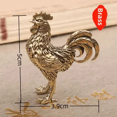Pure Brass Zodiac Rooster Good Luck Charm Tea Ceremony Decorations Handmade Craft Figurine Desktop Ornaments Home Decor