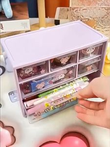 6Grid Small Parts Mini Desk Drawer Craft Organizer Jewelry Cosmetic Accessories Macaroon Storage Box