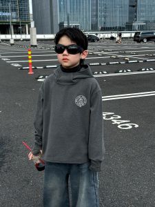 เสื้อคลุมกันหนาวเด็กชาย ขนแกะสองด้าน เสื้อชั้นในแบบมีฮู้ด อบอุ่น เสื้อผ้าเด็ก ฤดูหนาว แฟชั่น เสื้อผ้าเด็ก แขนยาว ปกติ