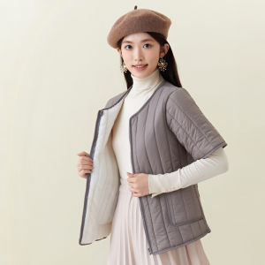 Lightweight Cotton Vest Womens Inner Liner Zipper Short Sleeve Pure Color School Uniform Essential Shoulder Protector