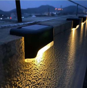 Outdoor LED Solar Power Light Fence Light IP65 Waterproof Home Garden Step Stair Deck Lights Balcony Fence Landscape Lamp Patio Pathway Step Yard  Fence Light Smart Light-Control Sensor Wall Lamp Solar Gardens Outdoor Patio