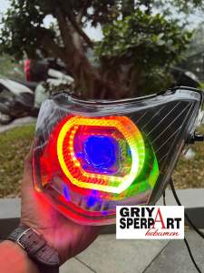 Lampu depan supra fit New KTL Biled matrix x1 RGB ganti warna suka suka