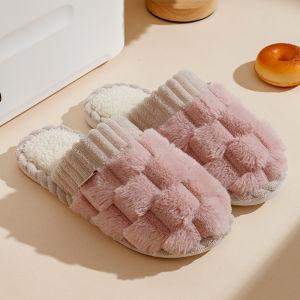 Warm Cotton Slippers for Men And Women with Fur Home Use Beauty Salon Indoor Couple Slip Resistant Comfortable Home Shoes