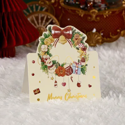 Spot Stock·Christmas 2D Hot Stamping Greeting Card 98*136mm Gingerbread Man Snowman Elk Party Gift Blessing card