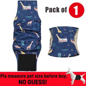 1PC Washable Male Dogs Diaper Cute Cartoon Animal Print Nappy Belly Band Wrap Reusable Pet Sanitary Pants Leak Proof Diapers
