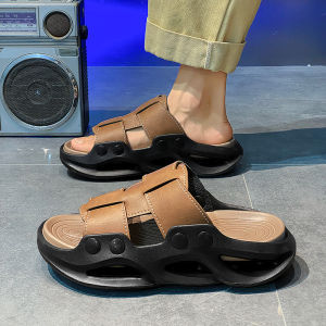 Slip-resistant Durable Thickened Increased Heel Genuine Leather Men Sandals