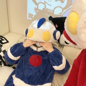 Couple One-Piece Pajamas Fall and Winter Coral Fleece Thickened Cute Cartoon Ultraman Funny One Man and One Woman Winter plus Size