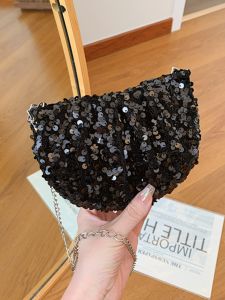 This Years Popular Super Popular Sequin Pouch Womens 2024 New Arrival Fashion All-Match Crossbody Chain Bag Mini Semicircle Bag
