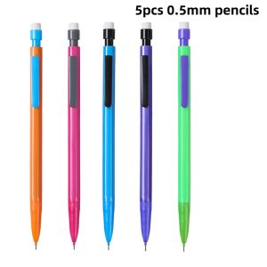 New Creative 5Color Mechanical Pencil Set With Top Eraser 0.5/0.7mm Lead Filling for Writing School Automatic Pencil Stationery