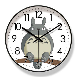 Creative Childrens Room Decorative Wall Clocks Quiet Bedroom Cartoon Squirrel Digital Clock Modern Simple Style Plastic round Clock