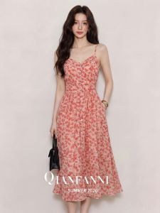 QFN | French Style Sleeveless Summer Vacation Dress Floral Maxi