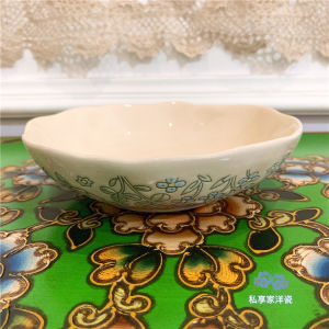 Hand-Painted Ceramic Floral Bowl Deep Dish Rice Bowl Noodle Bowl Water Cup Isolation Process French Style Porcelain Bowl