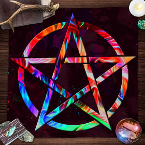 Tarot Cloth Suede Tarot Cothes Pagan Altar Cloth with Star Pattern Vibrant Floral & Plants Vines Tarot Cloth For Divination