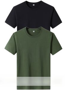 Loose Fit Cotton Summer T-Shirt Mens Short Sleeve round Neck Big Size Half Sleeve Fashionable Black White Solid Color Tee