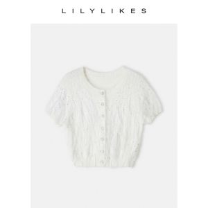 Lilylikes COCO Sweet Pet Thousand Golden Girl Rhinestone Feather Vest Cardigan Commuting Outfit for Young Women Fashion Set