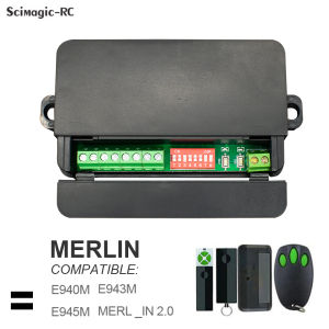 Merlin E940M E943M E945M C940 C943 M842 C945 M844 MERLIN-2.0 Garage Door Receiver 433MHz Relay Remote Control Switch 2CH Module