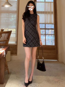 Y6Y | Đầm Dây Định Hình Eo Vintage Check