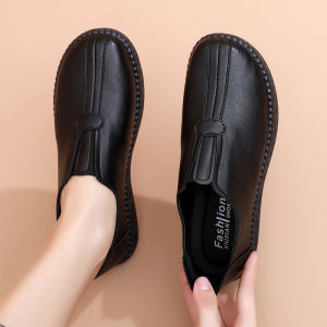 SHIPAILUO | Spring New Comfortable Flat Bottom Mom Shoes Anti-slip Soft Sole Womens Slippers Leather Shoes For Middle-Aged And Elderly