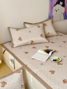 Ice Silk Mat Bed Canopy Three-Piece Set Summer Cartoon Print Foldable Cool Sensation Soft Mat Suitable for Home Use