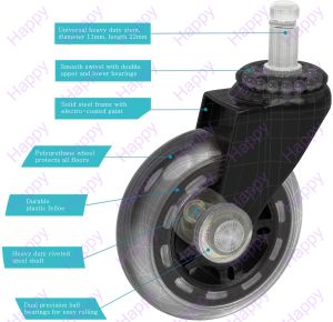 HAPPY ล้อเก้าอี้สำนักงาน เก้าอี้สำนักงาน PU Swivel Caster ลูกกลิ้งล้อ ล้อเก้าอี้ ล้อ 5PCS Office Chair Caster Wheels Rubber Caster Wheels Replacement Office Chair Caster Polyurethane Wheels