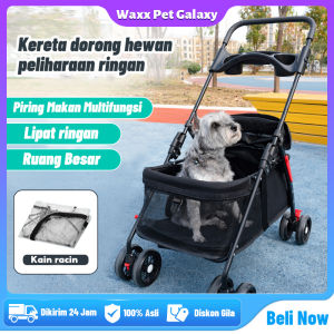 Anjing/Kucing Stroller Kereta Dorong Anjing 4 Roda Premium -Foldable Pet Det Cargo Yang Dapat Dilepas Dog Stroller Trolley Pet Carrier Outdoor Stroller