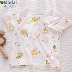 Áo Thun Tay Ngắn Mùa Hè Cho Bé Trai Và Bé Gái Chất Liệu Modal A-class Mỏng Thoải Mái in Họa Tiết Động Vật Phong Cách Hàn Quốc