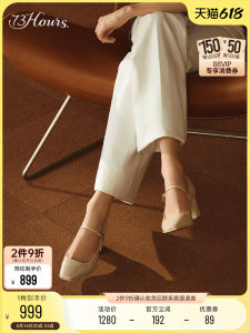 Black Thick Heel Mary Janes Womens Shoes Spring 2025 Fashion Square Head French Style High Heels Leather Casual Shoes