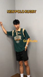 NXDomain Kaos Oversize Polo Rugby Shirt Black White Distro Cotton Combed 24s Premium