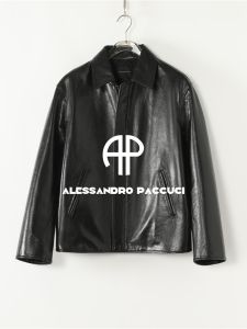 Wax-Free Sheepskin With Camel Fur Lined Turn-Down Collar Leather Jacket