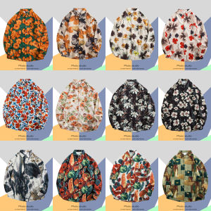 Áo Sơ Mi Nam Dài Tay Rộng Rãi Thường Ngày Mùa Hè Phong Cách Đường Phố Hawaii Bãi Biển Áo Khoác Ngoài Thời Trang Cổ Đứng in Họa Tiết Mùa Xuân