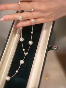 24K Saudi Gold Nasasangla pawnable 100% Original Starry south sea pearl white necklace for women gift