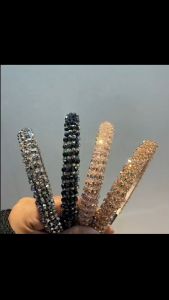 Bando Impor Rhinestone Korea 1.5cm dengan Aksen Kristal Permata Aksesoris Rambut Pesta CB01