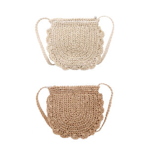 Women Hand-woven Straw Rope Messenger Small Purse Summer Vacation Slim Bags