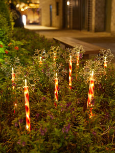 Solar Powered Christmas Candy Cane Light Outdoor Landscape Decoration Courtyard Scene Arrangement Sugar Stick Lamp Outdoor Display