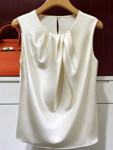 chaqi | Silk Satin Vest Strap Womens Loose Slimming Summer New Thin Sleeveless Top Inner Wear Shoulder Baring Outerwear Commute Style