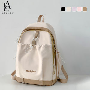LAYOTO Tas Sekolah Korean Style Tas Ransel Kuliah Wanita Waterproof Tas Ransel Laptop Backpack
