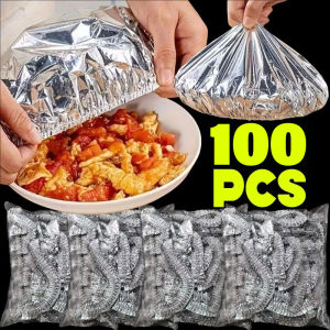Polocat 100Pcs Aluminum Foil Insulation Cover Kitchen Dining Table Food Cover Microwave Safe Kitchen Tools