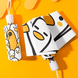 Cool Duck Small Portable Five-Fold Folding Automatic Sun Umbrella Female Dual-Use Sun Protection and UV Protection
