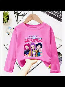 Atasan Baju Kaos Lengan panjang Anak Perempuan Motif Kpop Demon Hunters Hantrix Viral Usia 1-12TH