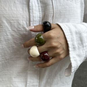 Smooth Resin Bread Shaped Ring for Women Winter Fashion Hip Hop Trendy Personalized Popular Photography Accessory Matching