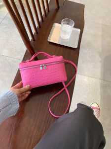 Elegant Small Crossbody Bag Pink Lunchbox Style Handbag Detachable Shoulder Strap Casual Summer Purse for Women