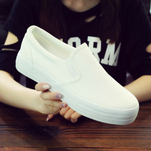Thick Sole Sneakers Couple Platform Heel Mens and Womens Pure Color Canvas Shoes Mens Spring Casual Shoes Slip-on Breathable Trendy Mens Shoes