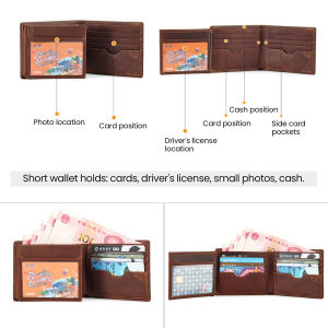 Smart King RFID Short Wallet For Men Genuine Cow Leather Business Multi-Card Position Pocket