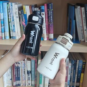High School Middle School Girls Straw Water Bottle Ins New 2024 Thermal Cup High Aesthetic Value Stainless Steel Drinkware