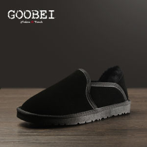 รองเท้าบู๊ตสก็อตผ้าขนสัตว์ GOOBEI สำหรับผู้ชาย ฤดูหนาว รองเท้าบุขนแกะหนา อบอุ่น สไตล์ขนมปัง สวมใส่สบาย หัวมน