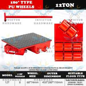 12 TON LOAD CAPACITY STEERING 8 Polyurethane PU WHEEL TRANSPORT TANK VEHICLE STEEL ROLLER MOVER FREE HANDLE