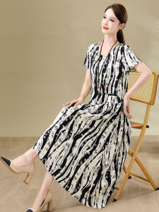 Váy Voan Lụa Phong Cách Mới Mùa Hè 2025 Cho Nữ Váy Midi Họa Tiết Hoa Váy Cotton Cho Mẹ Thời Trang Trung Niên Và Người Cao Tuổi