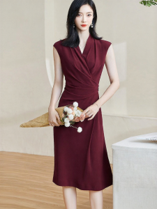 Misoshine | French Romantic High-End Red Waist-Slimming Dress
